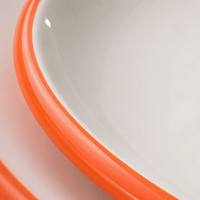 Assiette Ronde en Mélamine Orange et Blanche Incassable Qualité Alimentaire Vaisselle en Gros Personnalisée OEM pour Restaurant Hôtel