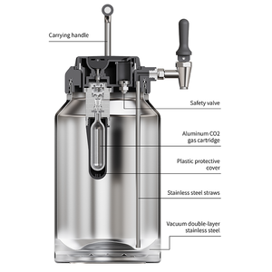 برميل كربوني معزول من everiche ODM 1.<span class=keywords><strong>2</strong></span> أونصة مع حنفية بار احترافية ومنظم ضغط CO2 - Product Image 5