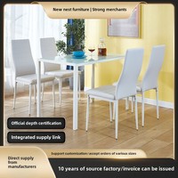 Table à Manger Rectangulaire Blanche Moderne et Simple avec Chaise pour Maison, Fast-food et Petits Appartements