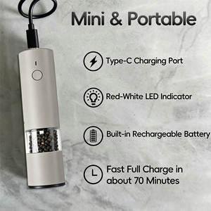 Refillable Salt and <b>Pepper</b> Shaker Adjustable Stainless Steel <b>Pepper</b> Mill Rechargeable Mini Black Spice Mill with Base - Product Image 2