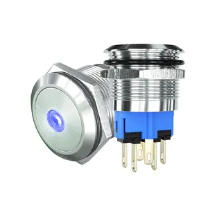 China empresas de fabricação ss travamento spdt 12v ponto azul iluminina botão interruptor 25 milímetros