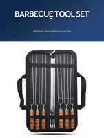 Ensemble de brochettes de barbecue à double pointe en acier inoxydable avec manche en bois, pour la viande, les légumes, le camping et les fêtes (football)