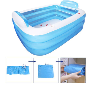 Piscine rectangulaire gonflable bleue XL pour adulte baignoire SPA Portable comprend deux dossiers 71x55x24 pouces - Product Image 2