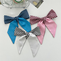 Écharpe fine rayée colorée pour femme, élégante, simple, polyvalente, attache-cheveux, petit foulard, ruban, écharpe longue en soie haut de gamme, bandeau pour cheveux