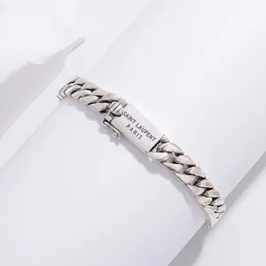 Classique Personnaliser Unisexe En Gros Chaîne Épaisse Bracelet En Argent Sterling 925 Bracelets Punk