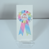 Ruban en satin personnalisé, double couleur, joyeux anniversaire fille/garçon, fait main, écologique, imprimé avec du feuille d'or/d'argent, ruban en satin, rosette