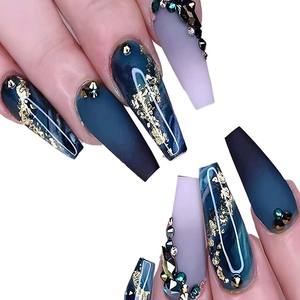 Presse sur les <span class=keywords><strong>ongles</strong></span> <span class=keywords><strong>de</strong></span> luxe 3D bâton strass bleu Art <span class=keywords><strong>faux</strong></span> <span class=keywords><strong>ongles</strong></span> haute <span class=keywords><strong>qualité</strong></span> Long Style <span class=keywords><strong>ongles</strong></span> artificiels - Product Image 4