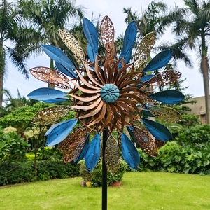 Doppel klingen Windmühle Garten Windräder Skulptur für Outdoor Art Decor - Product Image 3