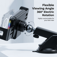 Chargeur de voiture sans fil flexible 15W |   Capteur de verrouillage automatique à lumière RGB |   Support pliable pour téléphone et tablette |   Support de charge rapide à double bobine Z11
