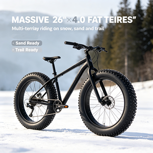 <span class=keywords><strong>Bici</strong></span> da montagna per adulti con sospensione completa, pneumatici allargati in alluminio 26*4.0, telaio in acciaio al carbonio, 10 velocità, freno a disco, MOQ basso - Product Image 1