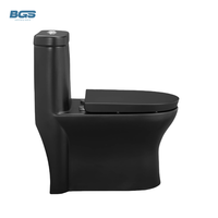 Ensemble d'évier de cuvette de toilette carrée en céramique arabe siphonique moderne de luxe d'une seule pièce avec toilette de couleur noire écologique à double chasse