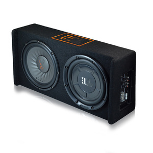 Système audio de voiture actif Jl Audio avec deux caissons de basses de 10 pouces, boîtier en bois, sortie mono - Product Image 1