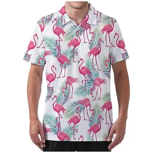 High Quality Pink Flamingo Tropical Polo High Quality Wholesale Funny Hawaiian Polo Shirts For Men