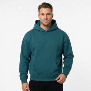 Wholesale Custom Printed ODM High Quality Polyester/Cotton Fleece Oversized Fit Unisex <b>Teal</b> Green Winter Hoodies Sweatshirts - Product Image 1