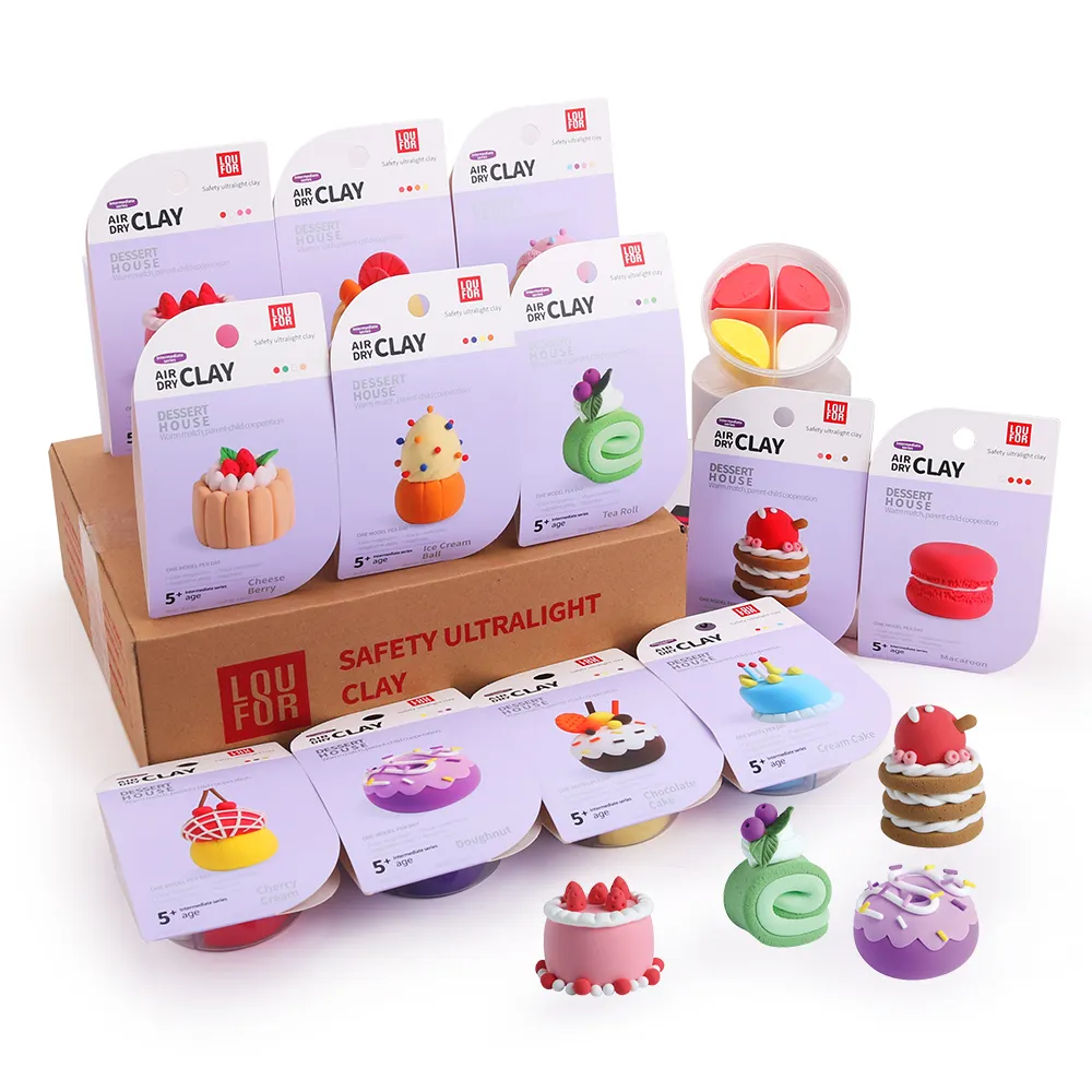 diy set super soft colored clay kit for kids air dry tools 12 modelling series polymer toys