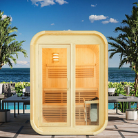 Ruang Sauna Luar Ruangan Desain Profesional 2026 Modern dengan Tungku Listrik 6kw, Uap Basah untuk 4-6 Orang, Kayu Fir Solid, Inframerah Jauh