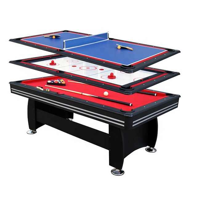 4 em 1 Multi mesa de jogo 7FT de bilhar, mesa de bilhar com