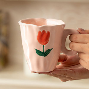Estilo coreano Underglaze Pintura Handmade Bonito Caneca De Cerâmica Pintados À Mão Urso Laranja Flor Nuvem Copo Leite Água Chá para Presente - Product Image 3