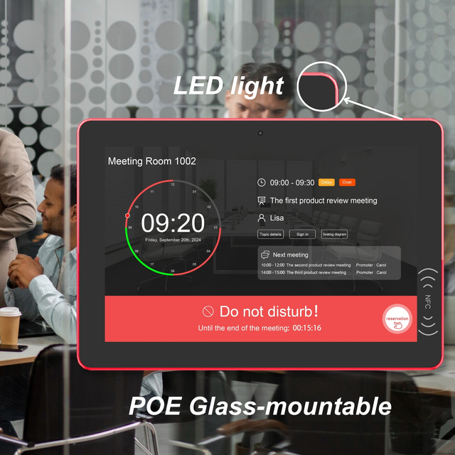Wall Mounted 10.1 Inch Android 11 Tablet Touch Screen LCD Display 2+16GB Optional POE NFC Edge LED Light for Business Meeting