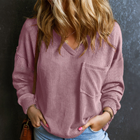 Liquidation de stock – Pulls décontractés pour femme, col rond, coupe ample, en polyester tissé respirant, 300g, couleur unie