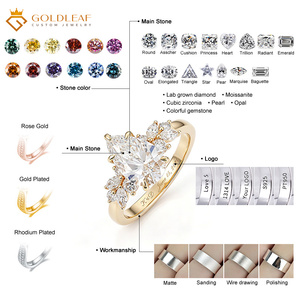 Goldleaf 10K Gold 2 3 4 Carat D VS1 Pear Shape Diamond Fancy Ring for Wedding, <b>Gift</b>, <b>Memorial</b>, Daily Wear - Product Image 5