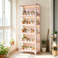 Vitrine moderne en acier avec portes en verre, bibliothèque pour la maison, le bureau et le salon, gain de place