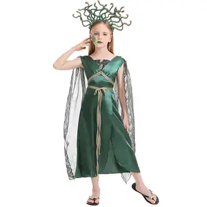 Disfraces de Medusa Gorgona azul para niños, fiesta de Halloween para niñas, mitología griega, ARPC-009