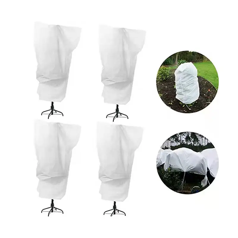 Winter Freeze Protection Plant Nonwoven Drawstring Cover Bags Frost Cloth Blanket Protecting Fruit Tree Potted Plants