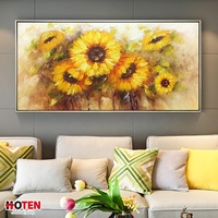 Peinture à l'huile moderne simple de tournesol peinte à la main sur toile, taille personnalisable, cadre inclus, marque HOTEN, nouvelle collection, art mural pour salon