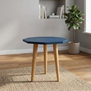 Table basse moderne en bois massif avec plateau octogonal pour salon, chambre, hôtel et salle à manger - Product Image 3