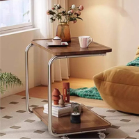 Table d'appoint roulante double couche blanche avec rangement latéral, cadre en métal chromé, plateau mobile sur roulettes, table d'appoint de canapé minimaliste multifonctionnelle