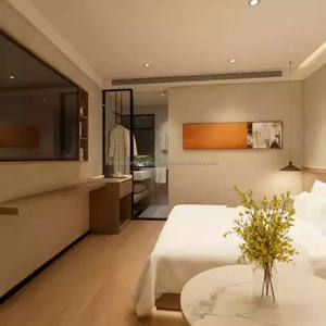 High-quality Modern Eco-Friendly 3 Star Hotel Bedroom <b>Sets</b> Wooden Bed with Nightstands Headboard <b>Side</b> <b>Table</b> and TV Stand - Product Image 2