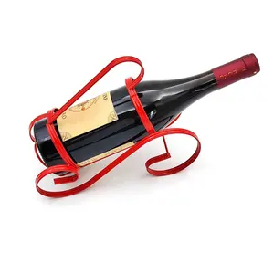 优雅的魔术金属丝葡萄酒单瓶架架 (红色)，基本桌面可堆叠酒架