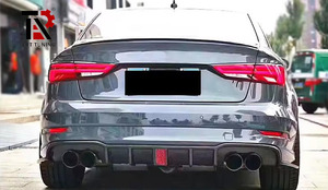 Diffusore Posteriore in Fibra di Carbonio con Luce LED per Audi <span class=keywords><strong>A3</strong></span> S3 8V LCI, Kit di Conversione Paraurti Posteriore per Carrozzeria Berlina - Product Image 6