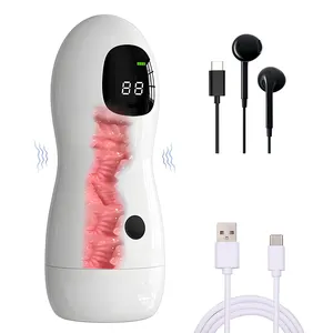 9 Speeds Masturbation Cup Type-C Rechargeable with Sexy Voice and Screen Display Sex Toys Male Masturbator Sex Toysfor Men