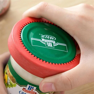 Abrelatas antideslizante con mango de goma, herramienta para abrir tapas de latas, botellas de cerveza y frascos, utensilio de cocina para remover tapas giratorias. - Product Image 5