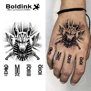 รอยสัก<span class=keywords><strong>ลาย</strong></span>อานูบิสเทพเจ้าอียิปต์แบบเหมือนจริงของ Boldink ติดทนนาน 2 สัปดาห์ กันน้ำ ด้วยหมึกจากัว - Product Image 1