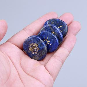 Lapis Lazuli Rune Sets Crystal Runestones Alphabets runiques Crystal Reiki Healing Set Elder Futhark <span class=keywords><strong>Viking</strong></span> Witch Divination Gift - Product Image 4
