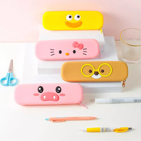 Pochette à crayons en silicone personnalisée, sac à fermeture éclair, porte-crayon 3D pour enfants, sac de papeterie coloré, petit sac portable mignon avec logo personnalisé