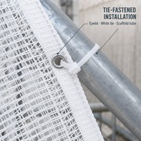 Filet de sécurité blanc 180 GSM en PEHD stabilisé aux UV, sur mesure, 2 x 15 m, tricoté, pour protection antichute sur chantier de construction