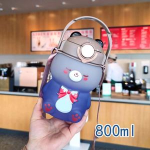 Nuevas llegadas: Linda botella de agua para niños con diseño de gato, botella de agua de plástico con diseño de animal de dibujos animados, botella de agua Kawaii para niños. - Product Image 4