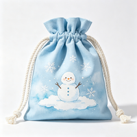 Pochettes à cordon en toile de coton recyclé lavables sur mesure et sacs d'emballage cadeau réutilisables à motif de dessin animé écologique