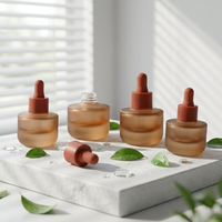 En stock – Flacons compte-gouttes en verre dépoli marron de 20 ml avec bouchon en verre sérigraphié pour huiles essentielles et cosmétiques – Vente en gros