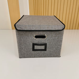 Lot de 4 boîtes de rangement pour vêtements en tissu de lin, design moderne multifonctionnel, imprimé, lavable, léger, capacité de charge de 10 kg - Product Image 2