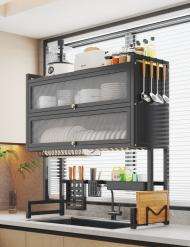 Estante <span class=keywords><strong>de</strong></span> almacenamiento multinivel para cocina, escurreplatos <span class=keywords><strong>de</strong></span> doble capa sobre el fregadero, estante <span class=keywords><strong>de</strong></span> secado <span class=keywords><strong>de</strong></span> <span class=keywords><strong>platos</strong></span> escalonado - Product Image 2