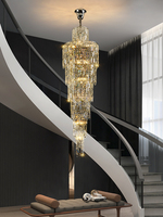 Beauté De Luxe Cristal Délicat Moderne Lustre Luminaires Villa Duplex Lobby Salon pendentif Escalier Grand Lustre