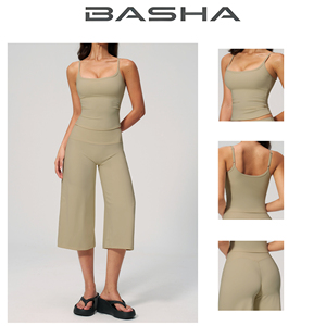BASHAsports 新款瑜伽背心高腰速干七分裤聚酰胺纤维跑步户外瑜伽套装女式 - Product Image 3