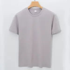 Camiseta masculina de algodão mercerizado duplo com gola redonda macia e brilhante 120S/2 de luxo personalizada em branco com gloss supima