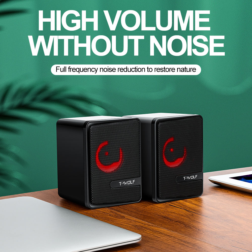 ORANGLES T-WOLF S3 RGB Gaming Speakers | 6W Stereo Sound, Colorful LED Lights, Wired USB/3.5mm Multimedia Home Theater System for PC/Laptop (Kuwait) - elegant presentation - exhibiting components - Image 6 of 6 | ideal for home | Discount on T-WOLF S3 RGB Gaming Speakers | 6W Stereo Sound, Colorful LED Lights, Wired USB/3.5mm Multimedia Home Theater System for PC/Laptop (Kuwait) Virginia | Free Shipping ORANGLES