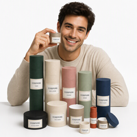 Tube d'emballage pour bougies personnalisé, boîte cylindrique en papier kraft avec couvercle, écologique, biodégradable, conteneur cadeau pour aromathérapie
